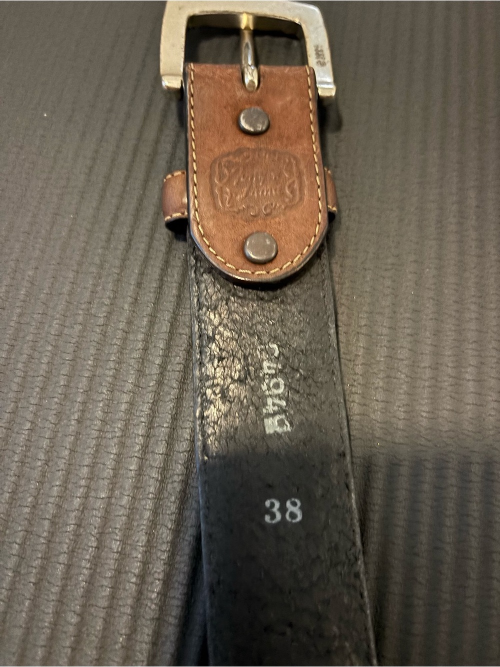 Vintage Tony Lama Leather Men’s Belt with Brown Tab and Black Strap